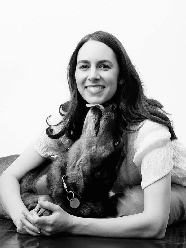 Studio portrait of a woman with her dog in Perth by Juliette Scott Photography